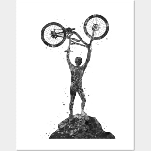 Mountain bike black and white Posters and Art